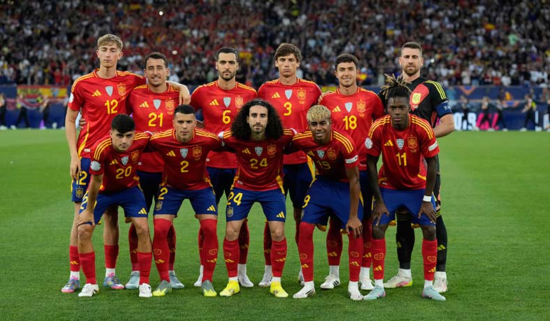 Jugadores de España antes de un partido ante Francia