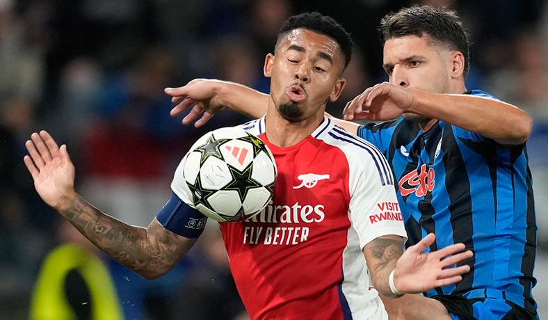 Gabriel Jesus del Arsenal en partido de Champions