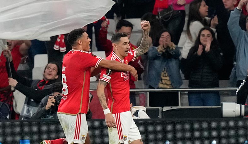 Angel Di Maria celebra un gol del Benfica en la Europa League