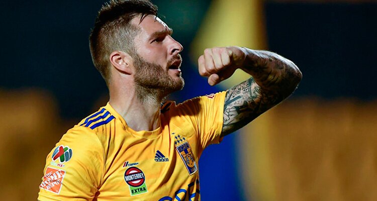 André-Pierre Gignac celebra un gol. La mejor información para tus apuestas en la Liga MX.
