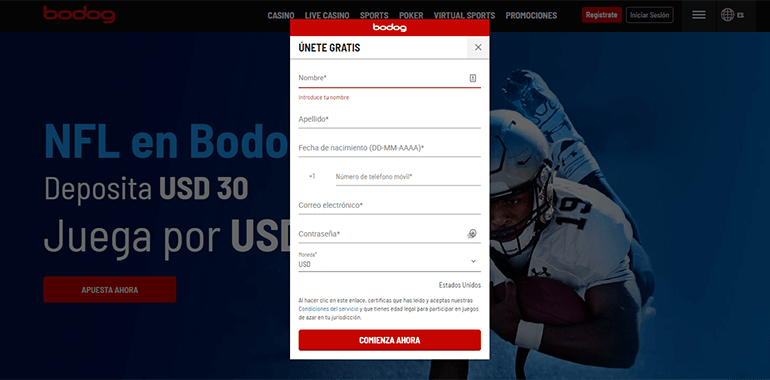 Bodog registro