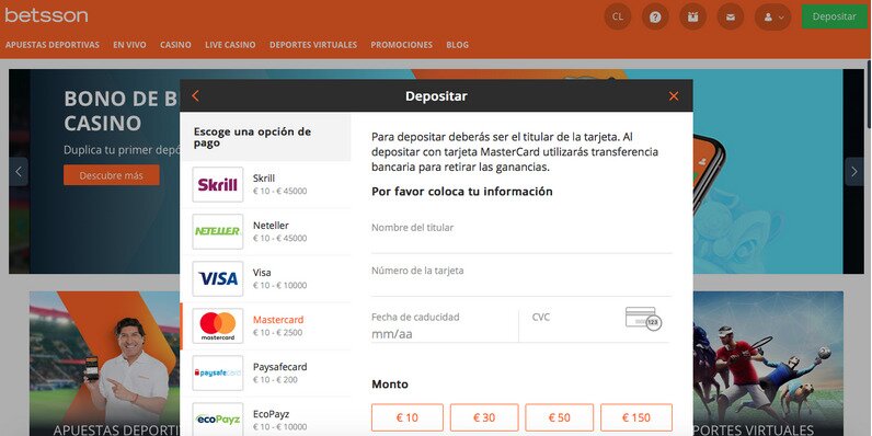 Hacer depósitos con Mastercard