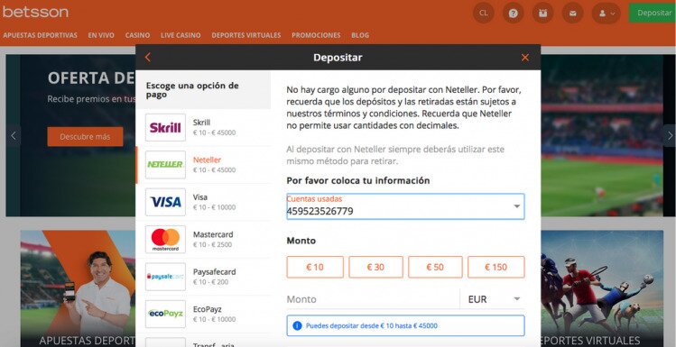 Hacer depósitos con Neteller